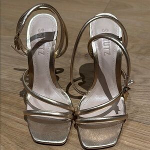 Schutz Gold Strappy Women's Sandals Polaina New